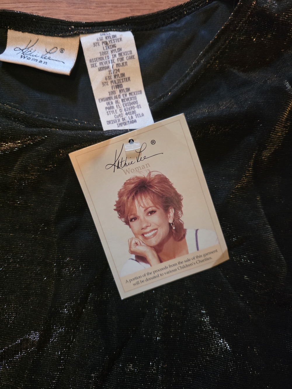Vintage Kathie Lee Woman Black Metallic Top